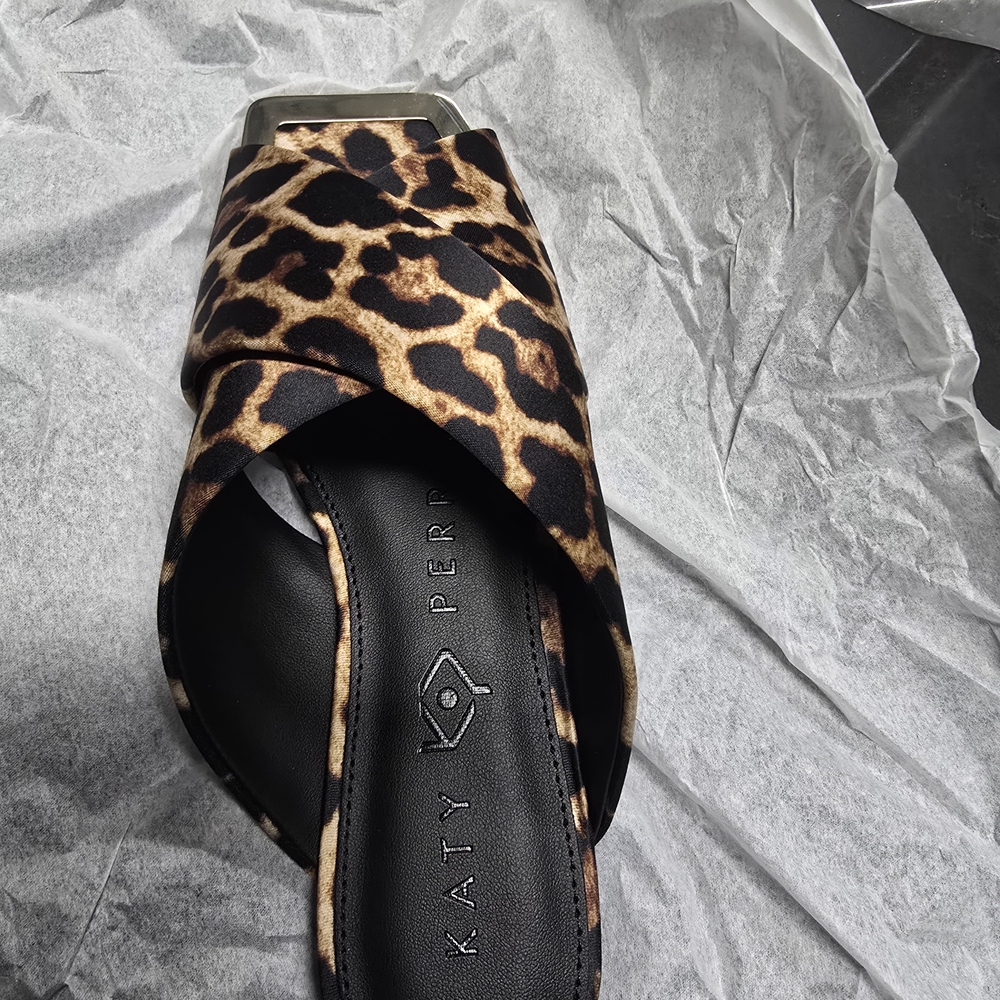 KATY PERRY Checked In Slide Leopard Print Satinsz 9 NIB‎ - Picture 2 of 5